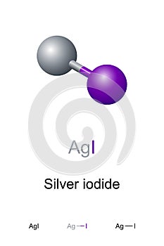 Silver iodide, AgI, chemical formula and structure