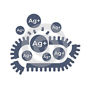 Silver ions acting icon - antibacterial properties