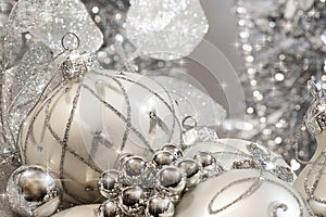 Silver Ivory Christmas Ornaments