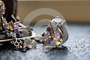 Silver jewelry with colored stones-cubic Zirconia of different colors, delicate shades. Jewelry pink, green, yellow and lilac. Rhi