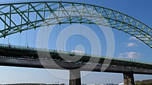 Silver Jubilee Bridge from Widnes to Runcorn close view pan