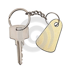Silver key with blank tag