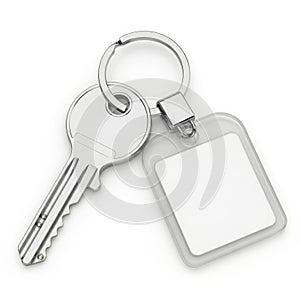 Silver key with blank tag