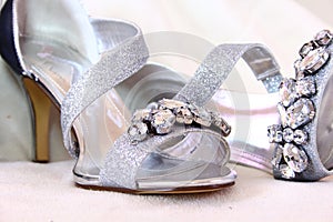 Silver Ladies shoes with Rhinestones