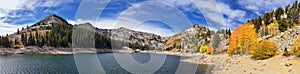 Silver Lake by Solitude and Brighton Ski resort in Big Cottonwood Canyon. Panoramic Views from the hiking and boardwalk trails of