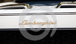Silver lamborghini logo on white