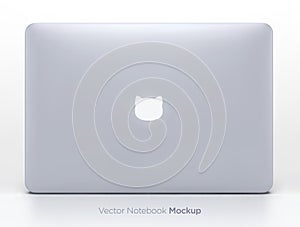 Silver laptop back view realistic mockup. Vector