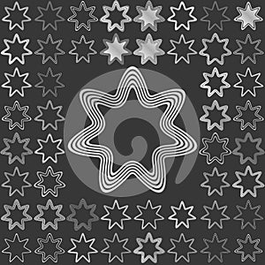 Silver line star logo design set