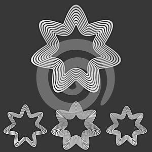 Silver line star logo design set