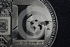 Silver Litecoin Coin macro shot