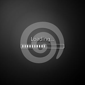 Silver Loading icon isolated on black background. Progress bar icon. Long shadow style. Vector