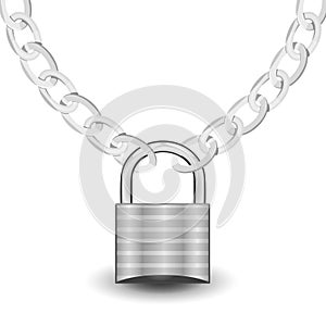 Silver lock on chain