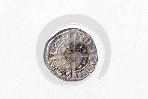 Silver long cross penny English hammered coin of King Henry II
