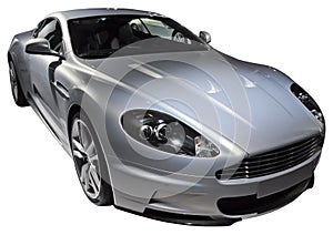 Silver luxury coupe isolated