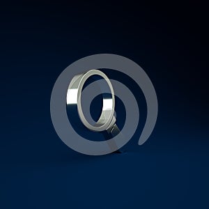 Silver Magnifying glass icon isolated on blue background. Search, focus, zoom, business symbol. Minimalism concept. 3d