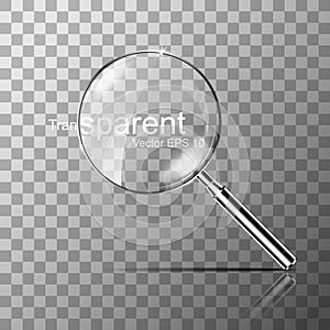 Silver Magnifying glass, transparent vector illustration