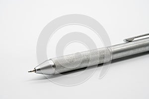 Silver mechanical pencil isolated on white