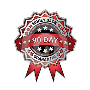 Silver Medal Money Back In 90 Days Guarantee Isolated Template Seal Icon