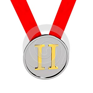 Silver medal over white background