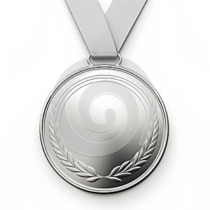 Silver medal with ribbon, blank medal