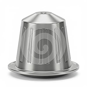 Silver Metal Coffee Capsule on White Background