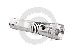 Silver metal flashlight
