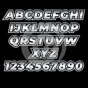 Silver Metal Font and Number Vector.