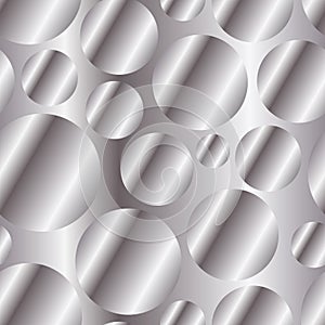 Silver metal gradient circles seamless pattern