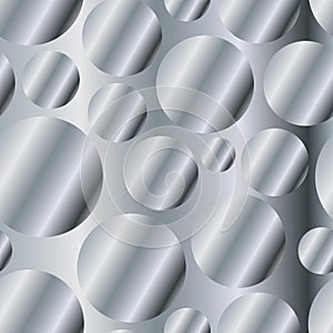 Silver metal gradient circles seamless pattern