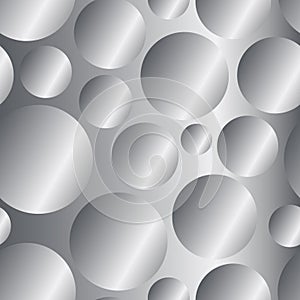 Silver metal gradient circles seamless pattern