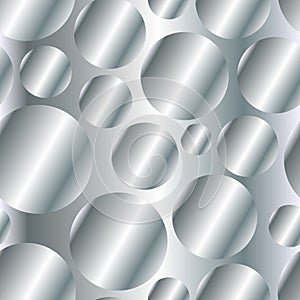 Silver metal gradient circles seamless pattern