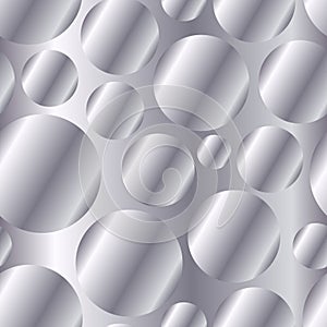 Silver metal gradient circles seamless pattern