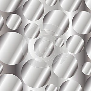 Silver metal gradient circles seamless pattern
