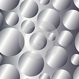 Silver metal gradient circles seamless pattern