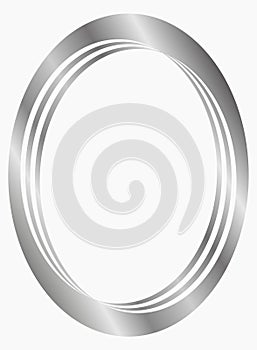 Silver metal oval frame isolated on white