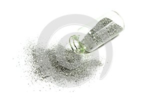Silver metal powder in a glass vial