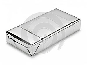 Silver metal rectangular box isolated on white background
