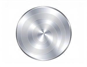 Silver Metal Round Control Button with Shiny Chrome Surface Texture