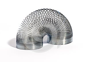 Silver Metal Spring Isolated on White Background