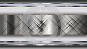 Silver metallic background with horizontal shiny stripes.