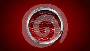 Silver metallic circle with shiny dots on red background video animation