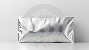 Silver Metallic Clutch Bag On White Background