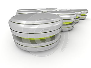 Silver metallic data packet canisters