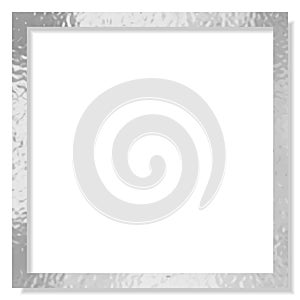Silver metallic luxury square frame border. Vector background