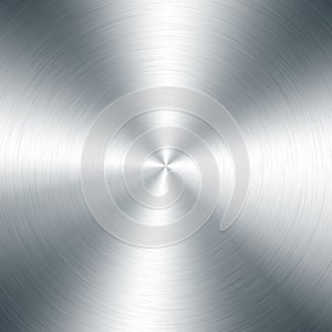 Silver metallic radial gradient with scratches. Titan, steel, chrome, nickel foil surface texture effect. Vector illustration