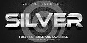 Silver metallic text effect  editable shiny and elegant text style