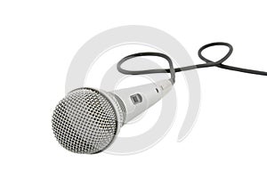 Silver microphone with cable