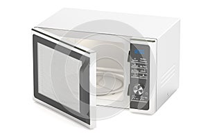 Silver microwave oven, 3D rendering