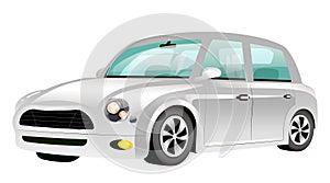 Silver mini cooper cartoon vector illustration