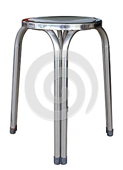 Silver modern chair isolated by stainless steel on white clipping path.